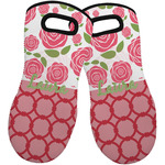 Roses Neoprene Oven Mitts - Set of 2 w/ Name or Text