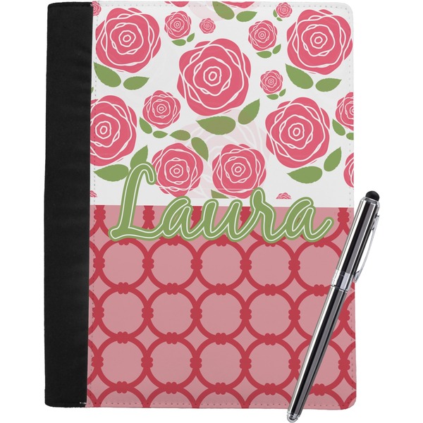 Custom Roses Notebook Padfolio - Large w/ Name or Text