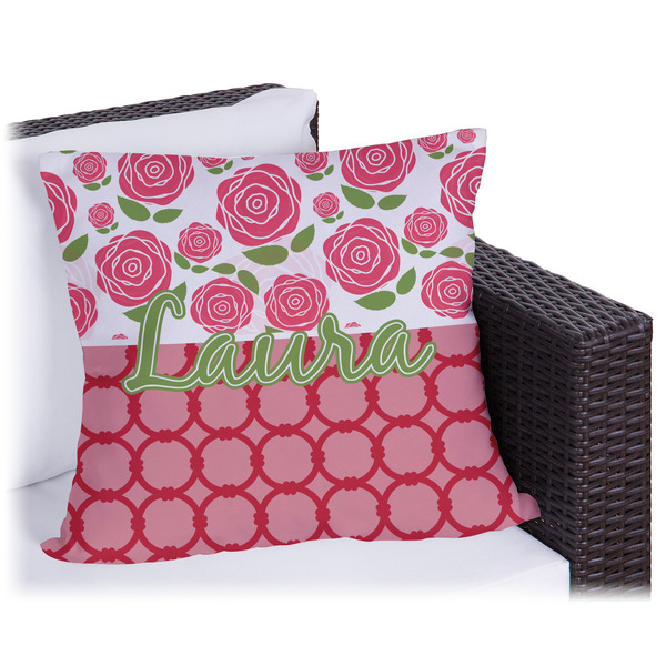 Custom Roses Outdoor Pillow - 18" (Personalized)