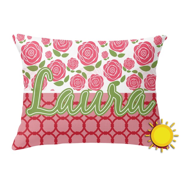 Custom Roses Outdoor Throw Pillow (Rectangular) (Personalized)