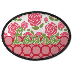 Roses Iron On Oval Patch w/ Name or Text