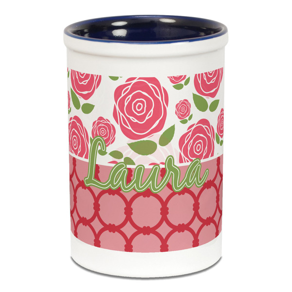 Roses Pencil Holder - Blue