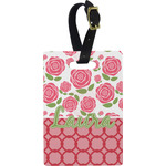 Roses Plastic Luggage Tag - Rectangular w/ Name or Text