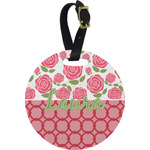 Roses Plastic Luggage Tag - Round (Personalized)