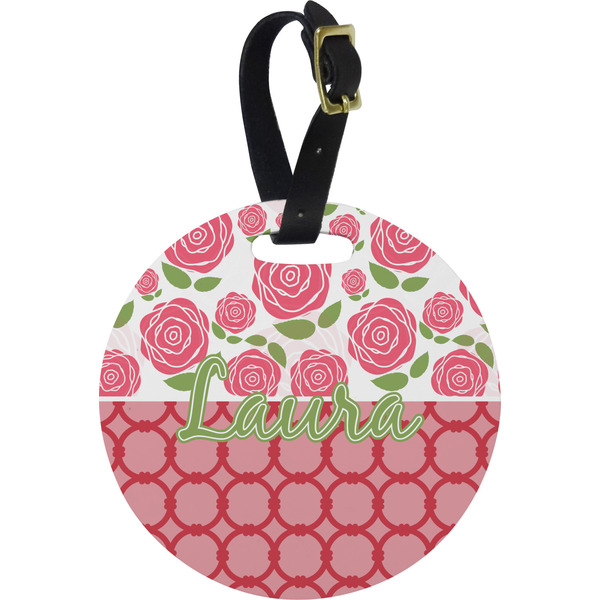 Custom Roses Plastic Luggage Tag - Round (Personalized)