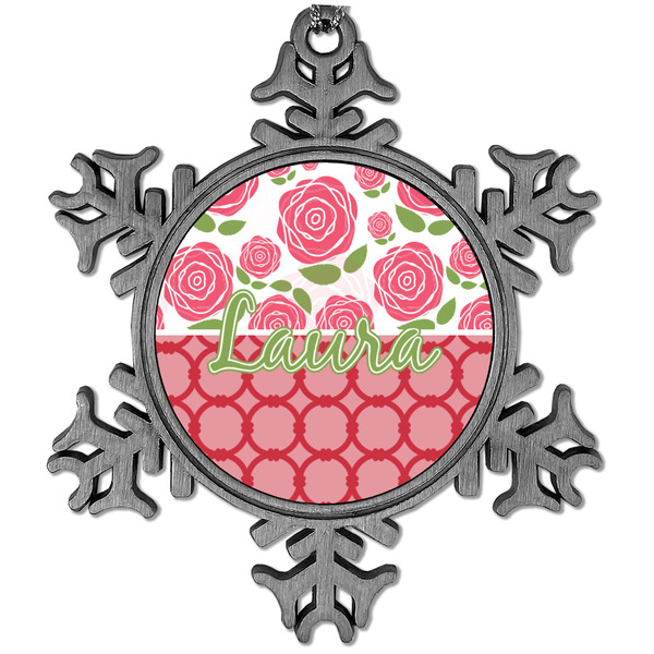 Custom Roses Vintage Snowflake Ornament (Personalized)