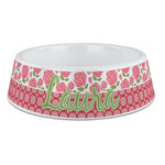 Roses Plastic Dog Bowl - Large (Personalized)