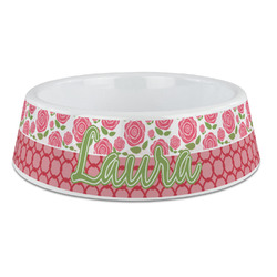 Roses Plastic Dog Bowl - Large (Personalized)
