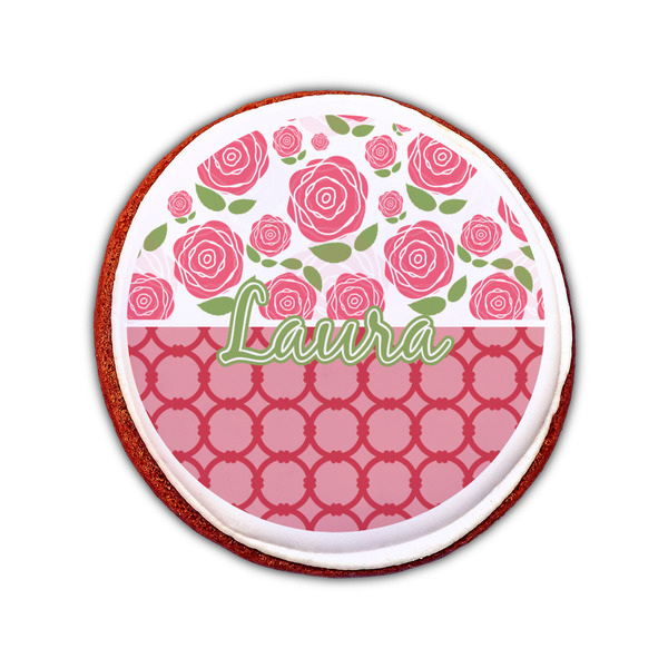 Roses Printed Icing Circle - Small - On Cookie
