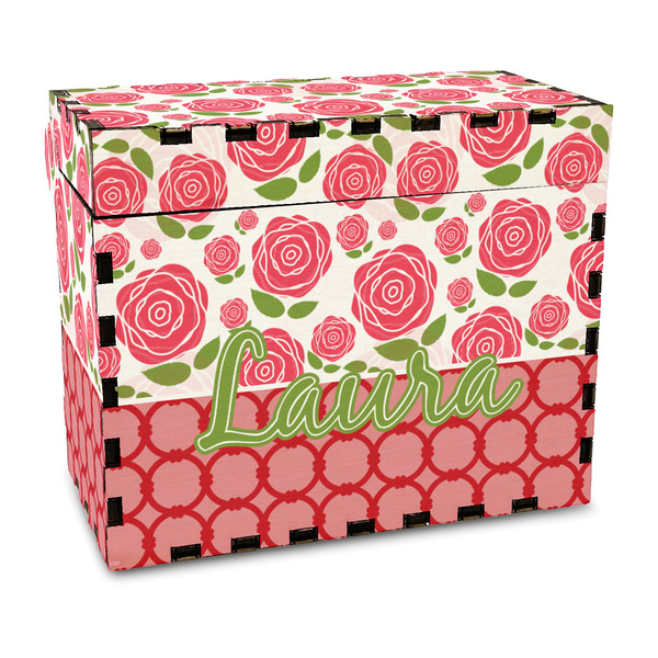 Custom Roses Wood Recipe Box - Full Color Print (Personalized)