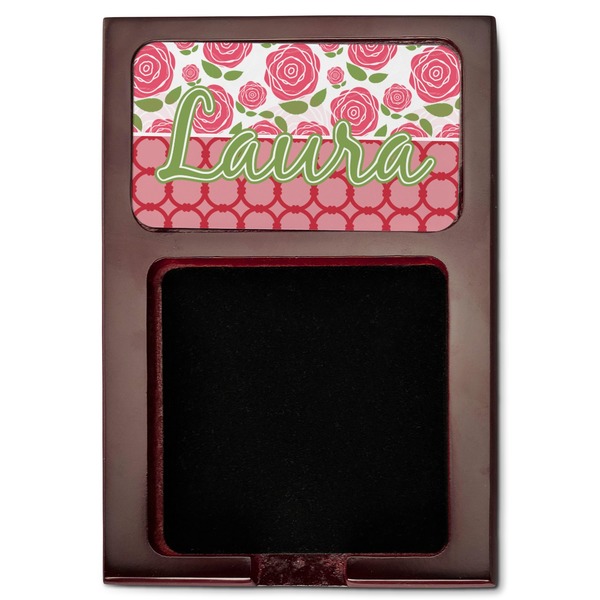 Roses Red Mahogany Sticky Note Holder - Flat