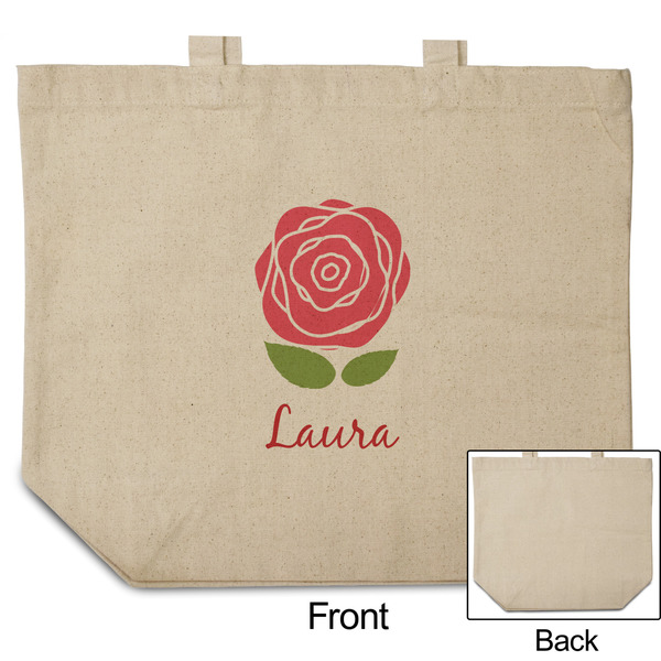 Roses Reusable Cotton Grocery Bag - Front & Back View