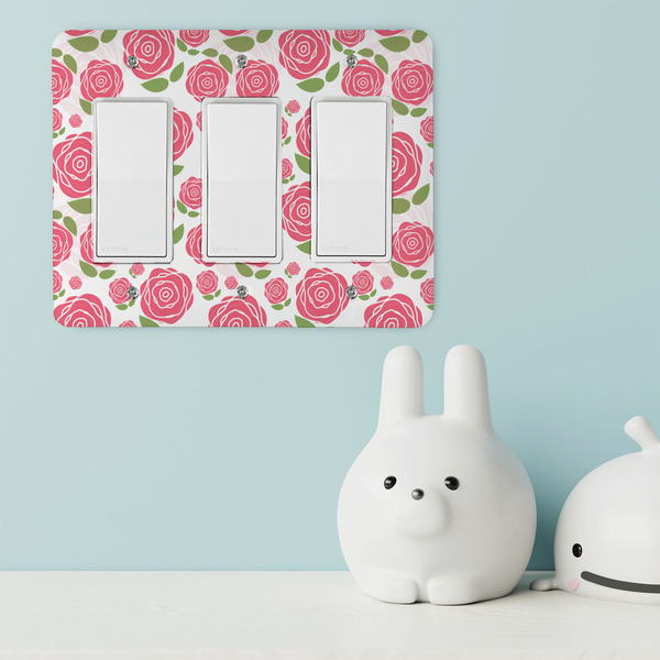 Roses Rocker Light Switch Covers - Triple - IN CONTEXT