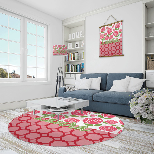 Roses Round Area Rug - IN CONTEXT