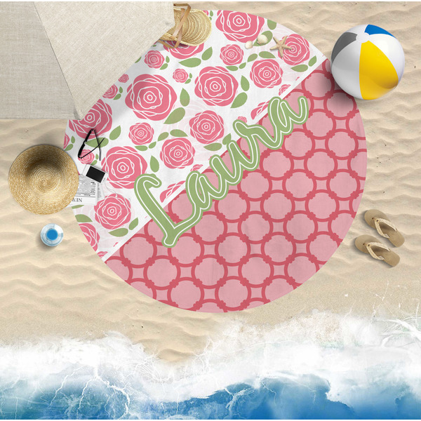 Roses Round Beach Towel Lifestyle
