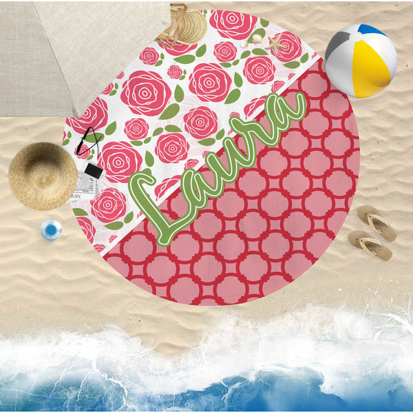 Roses Round Beach Towel Lifestyle