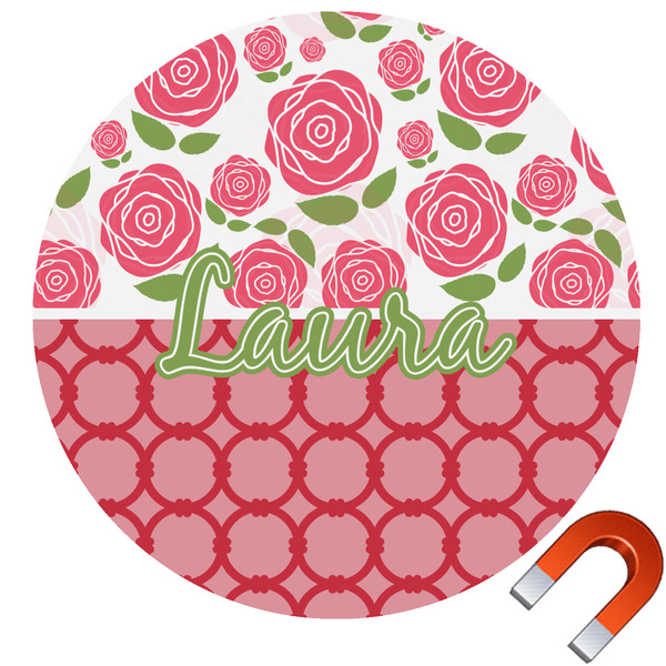 Custom Roses Round Car Magnet - 6" (Personalized)