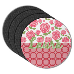 Roses Round Rubber Backed Coasters - Set of 4 (Personalized)