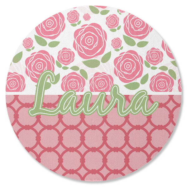 Custom Roses Round Rubber Backed Coaster (Personalized)