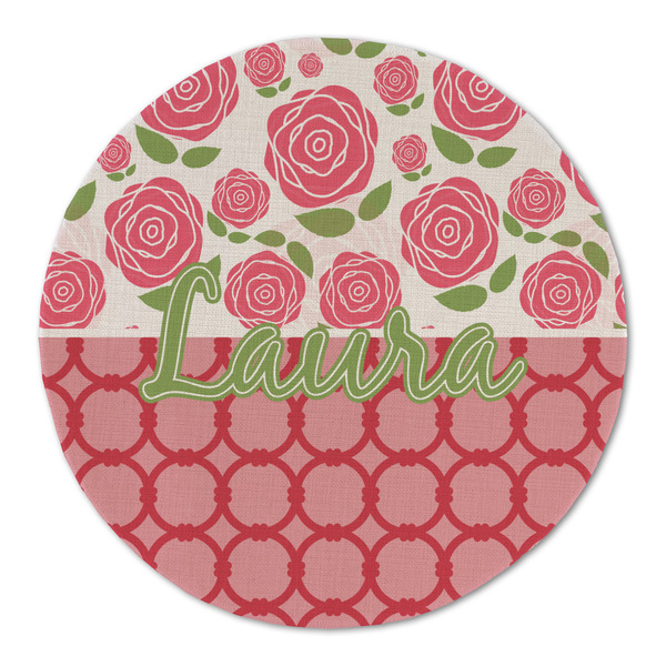Custom Roses Round Linen Placemat - Single Sided (Personalized)