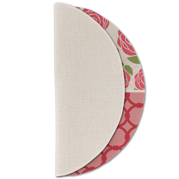 Roses Round Linen Placemats - HALF FOLDED (single sided)