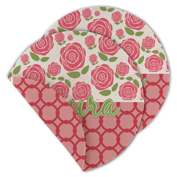 Custom Roses Round Linen Placemat - Double Sided - Set of 4 (Personalized)
