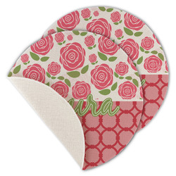 Roses Round Linen Placemat - Single Sided - Set of 4 (Personalized)