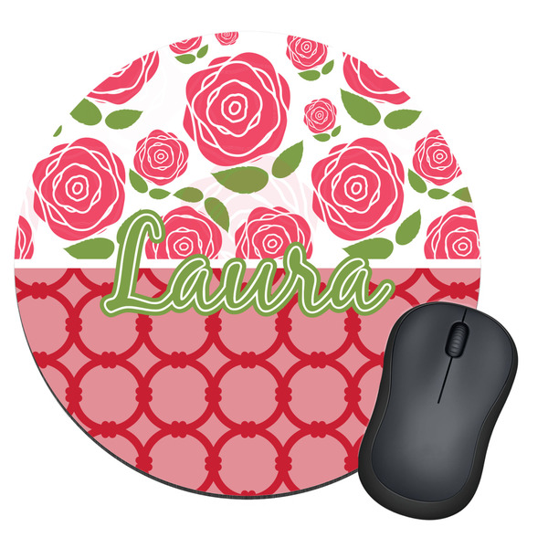 Custom Roses Round Mouse Pad (Personalized)