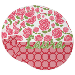 Roses Round Paper Coasters w/ Name or Text