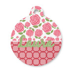 Roses Round Pet ID Tag - Small (Personalized)