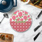 Roses Round Stone Trivet - In Context View