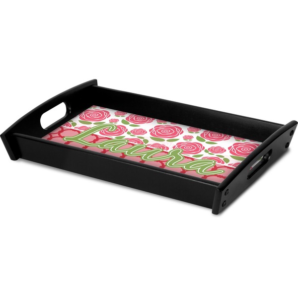 Roses Serving Tray Black - Corner