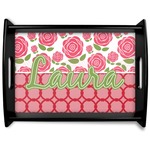 Roses Black Wooden Tray - Large (Personalized)