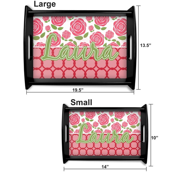 Roses Serving Tray Black Sizes