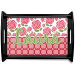 Roses Black Wooden Tray - Small (Personalized)