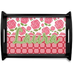 Roses Black Wooden Tray - Small (Personalized)
