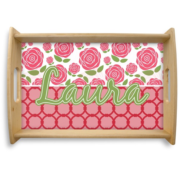 Custom Roses Natural Wooden Tray - Small (Personalized)