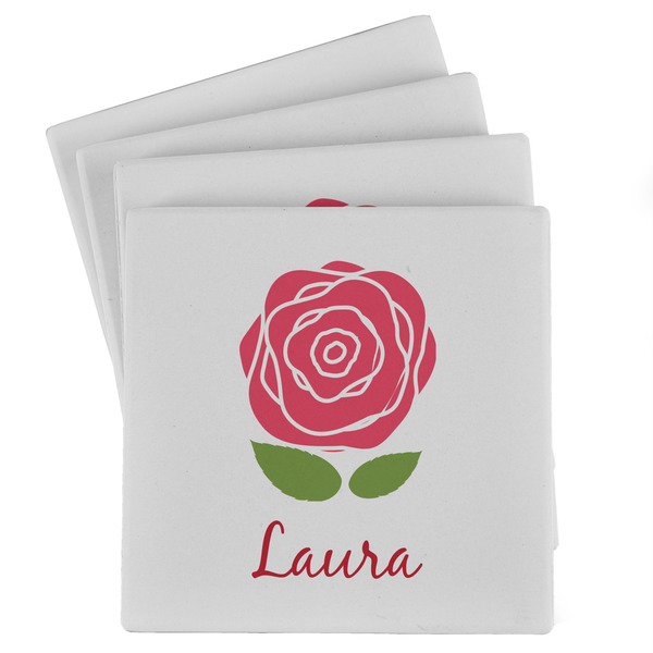 Custom Roses Absorbent Stone Coasters - Set of 4 (Personalized)