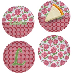 Roses Set of 4 Glass Appetizer / Dessert Plate 8" (Personalized)