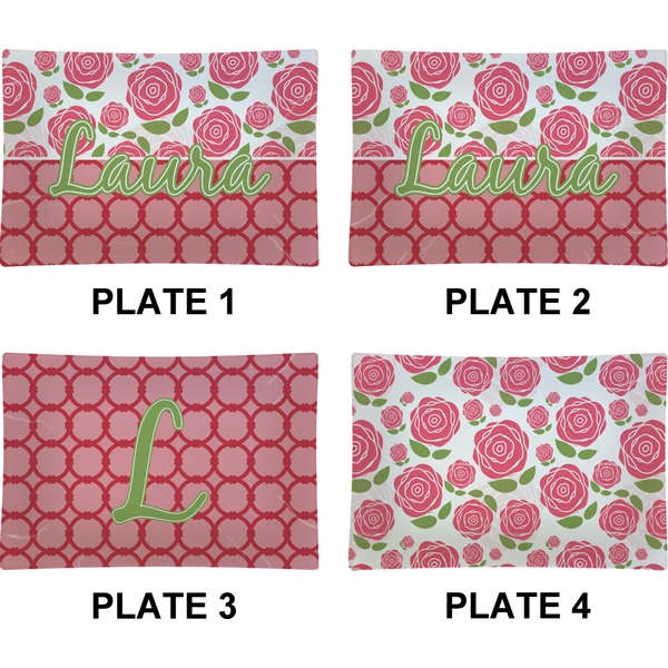 Roses Set of Rectangular Appetizer / Dessert Plates (Approval)