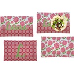 Roses Set of 4 Glass Rectangular Lunch / Dinner Plate (Personalized)