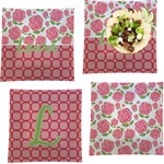 Roses Set of 4 Glass Square Lunch / Dinner Plate 9.5" (Personalized)
