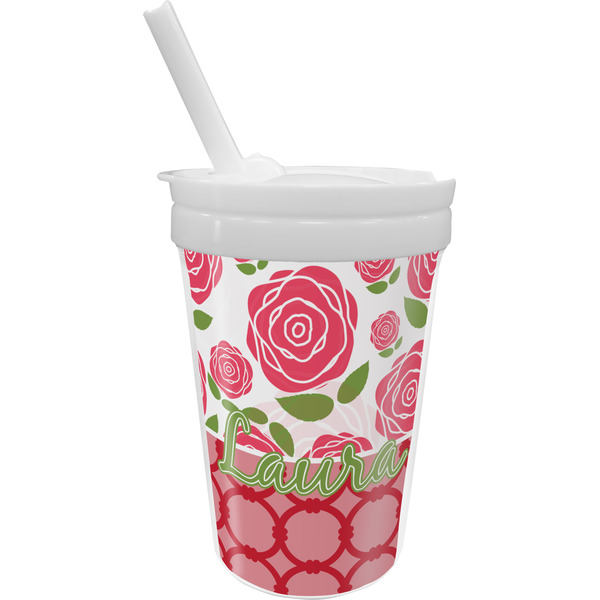 Custom Roses Sippy Cup with Straw (Personalized)