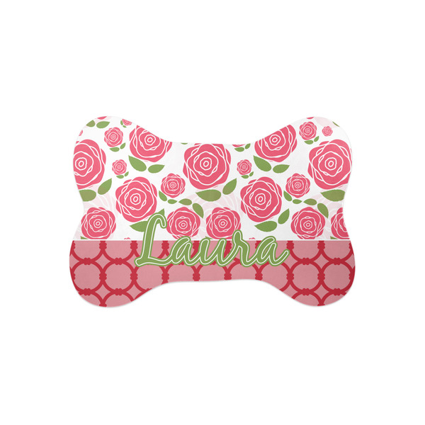 Custom Roses Bone Shaped Dog Food Mat (Small) (Personalized)