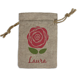 Roses Small Burlap Gift Bag - Front (Personalized)