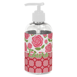 Roses Plastic Soap / Lotion Dispenser (8 oz - Small - White) (Personalized)