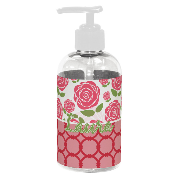Custom Roses Plastic Soap / Lotion Dispenser (8 oz - Small - White) (Personalized)