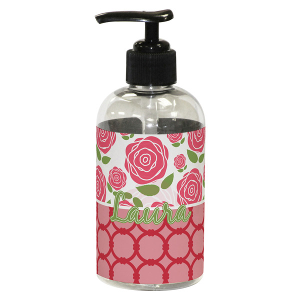 Custom Roses Plastic Soap / Lotion Dispenser (8 oz - Small - Black) (Personalized)