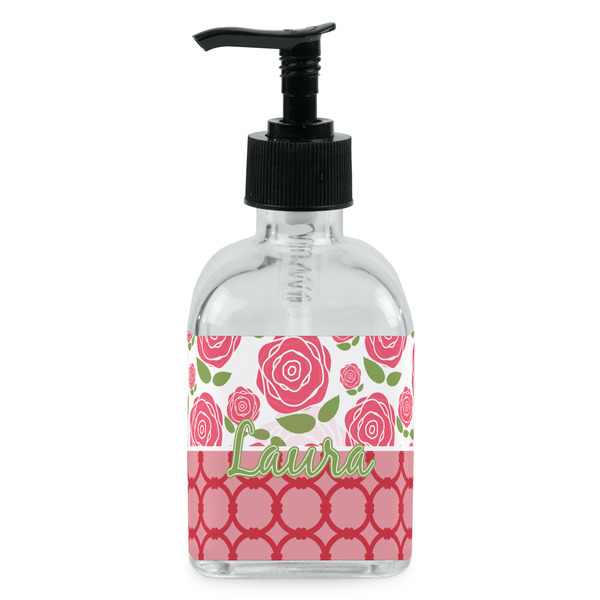 Custom Roses Glass Soap & Lotion Bottle - Single Bottle (Personalized)