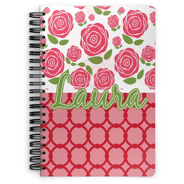 Custom Roses Spiral Notebook - 7x10 w/ Name or Text